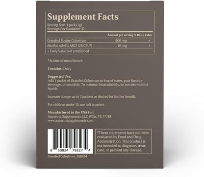 Ancestral Supplements Paquetes de polvo de calostro bovino alimenta...