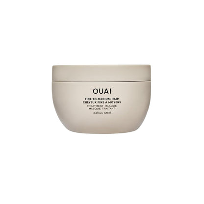 OUAI Mascarilla de tratamiento capilar de fina a mediana - Mascarilla para reparación, hidratación y brillo capilar, con manteca de karité, queratina y pantenol, sin parabenos, ftalatos ni sulfatos (3.4 onzas)