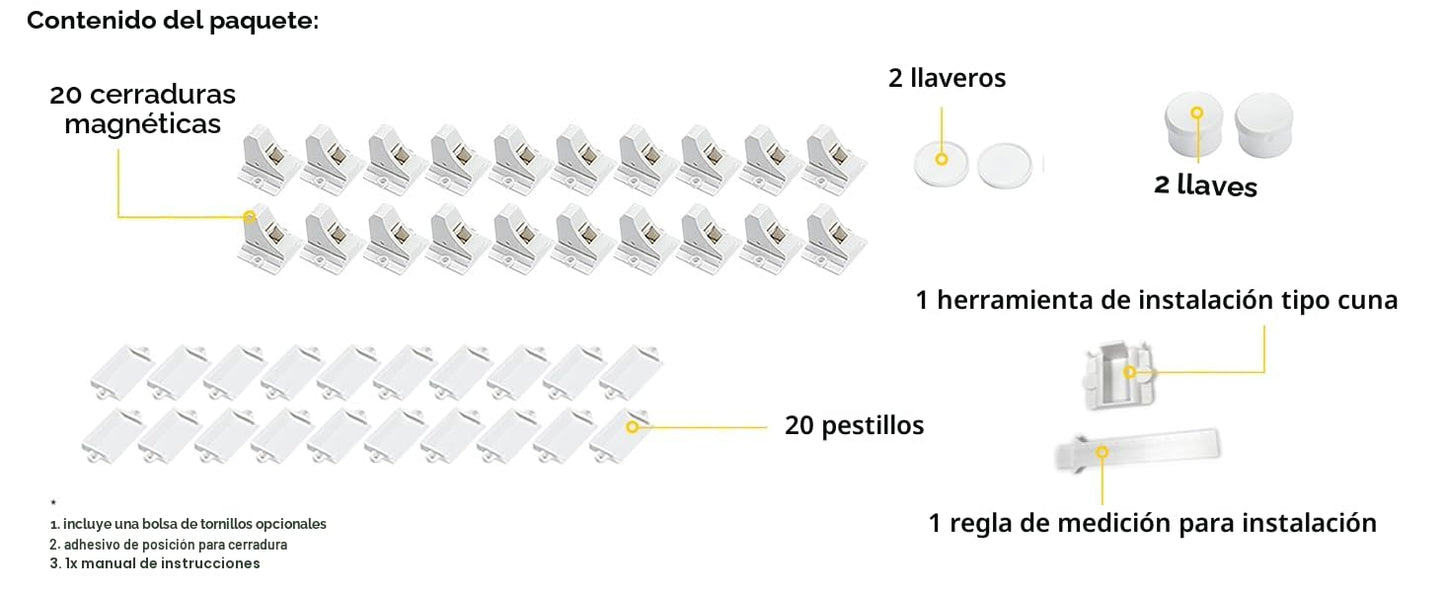 Paquete de 20: Vmaisi - Cerraduras magnéticas de gabinete para bebé...