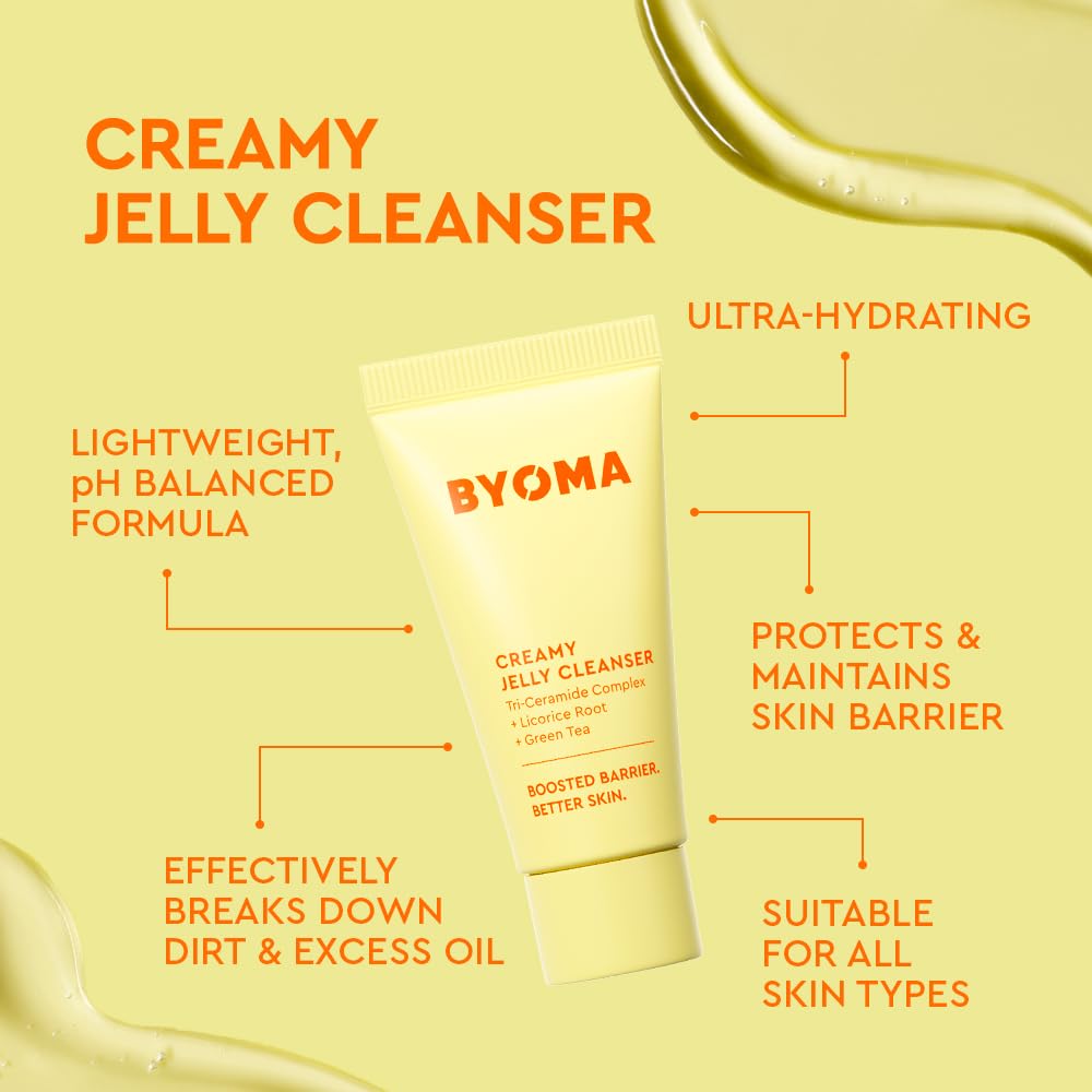 BYOMA Set Tan Hidratante - Set de Reparación de Barrera para el Cuidado de la Piel - Limpiador Cremoso en Gel, Suero Facial Hidratante y Crema Facial de Ceramida para Piel Seca - Antiarrugas, Cuidado