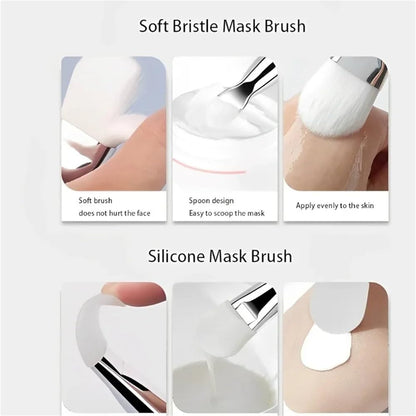 Dual-Use Silicone Facial Mask Brush with Soft Head And Digging Spoo...