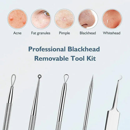 9-in-1 stainless steel blackhead and acne tool set, slanted eyebrow...