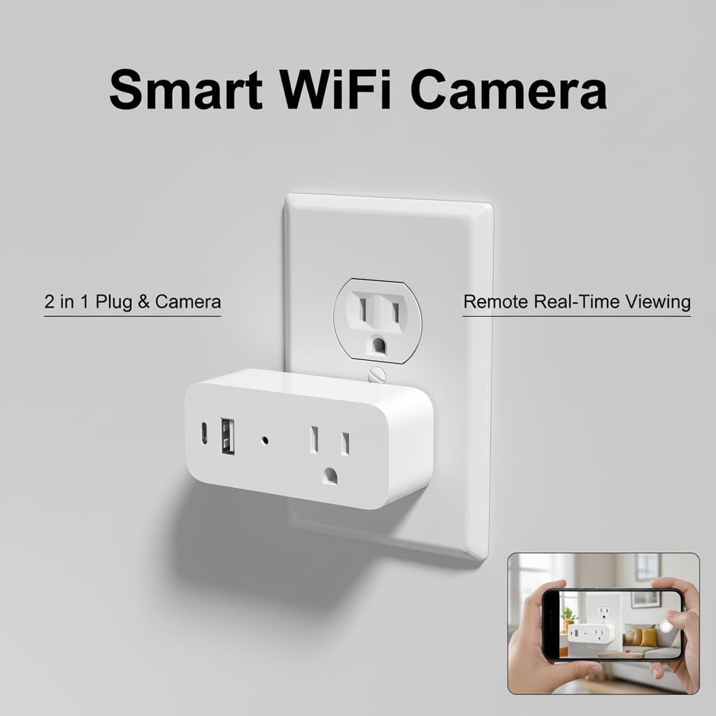 Enchufe inalámbrico de 1080p para cámara inteligente, compatible co...
