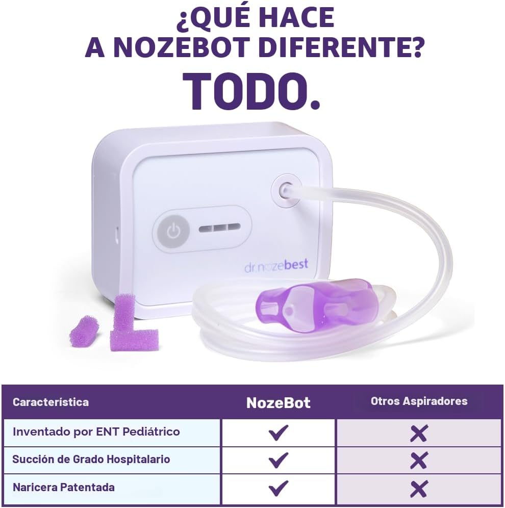 Dr. Noze Best NozeBot Aspirador Nasal Eléctrico para Bebés - Diseña...