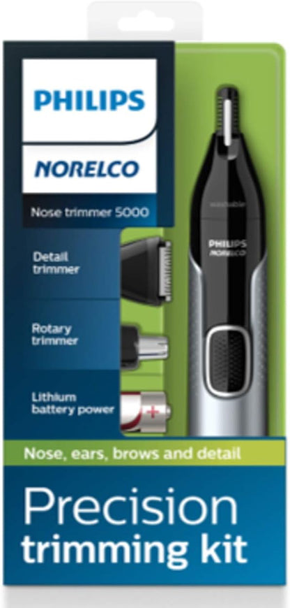 Recortador Philips Norelco 5000, para nariz, orejas y cejas, Negro...