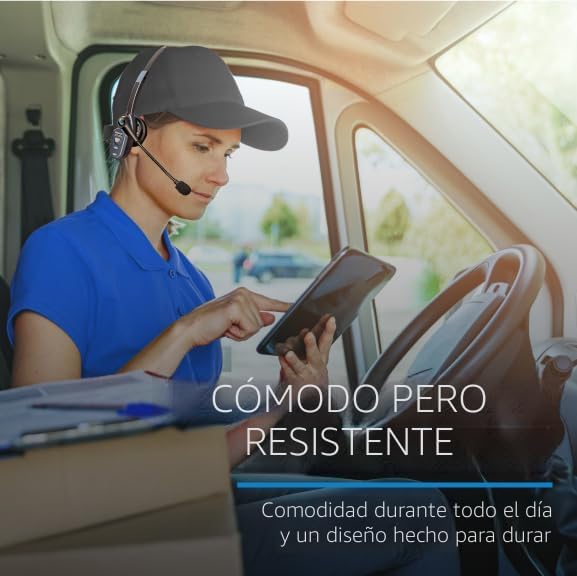 BlueParrott M300-XT SE - Auriculares inalámbricos Bluetooth mono con cancelación de ruido del 80% para trabajadores móviles y conductores de entrega, diseño compacto con protección IP54, tiempo de