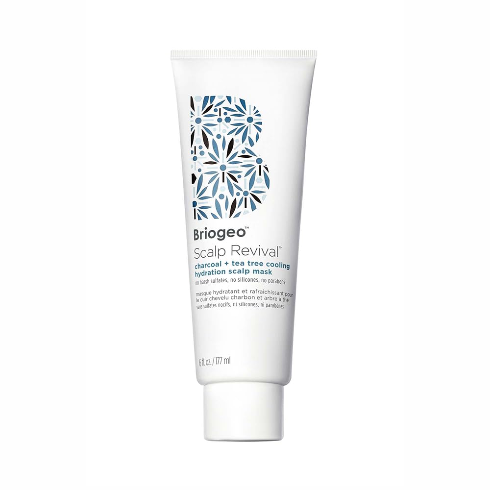 Briogeo Scalp Revival Charcoal + Tea Tree - Mascarilla refrescante para el cuero cabelludo | Tratamiento semanal del cuero cabelludo para cuero cabelludo seco, escamoso o con picazón | Desintoxicante