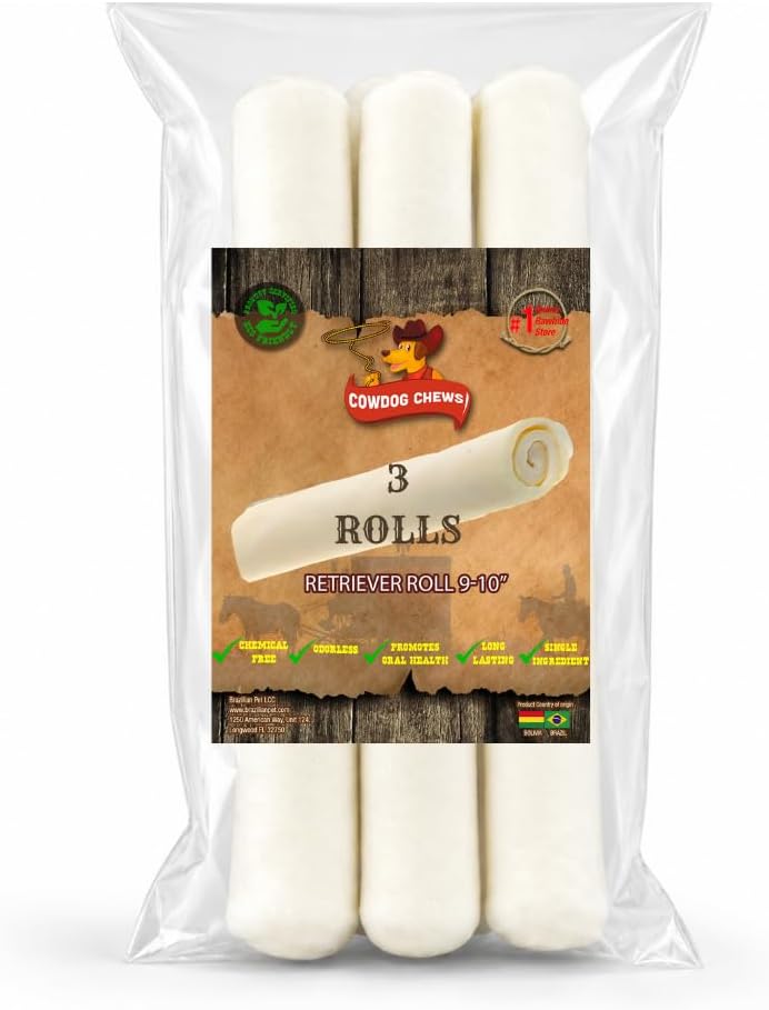 Cowdog Chews Retriever Rollo de golosinas para perros de cuero crud...