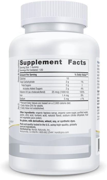 Nordic Naturals Gomitas Pro Vitamin D3, bayas silvestres - 120 gomi...