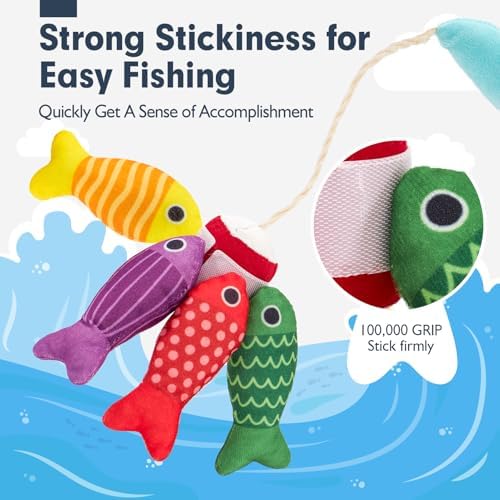 Hahaland Juego de pesca Montessori y juguetes de tren con bloques m...