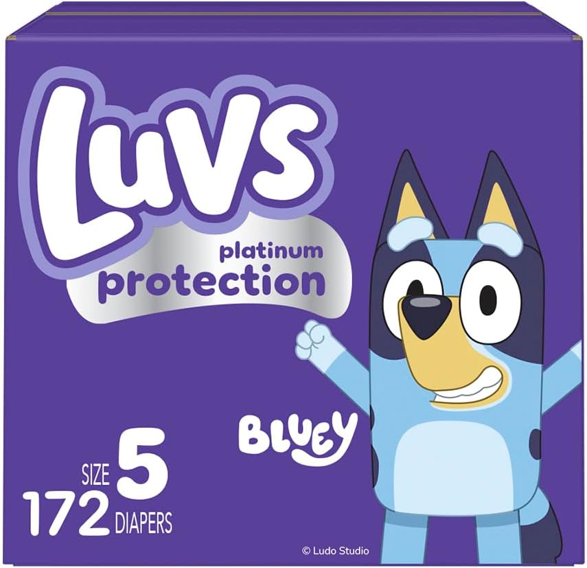 Luvs Pañales - Tamaño 5, 172 unidades, Bluey Platinum Protection Ba...