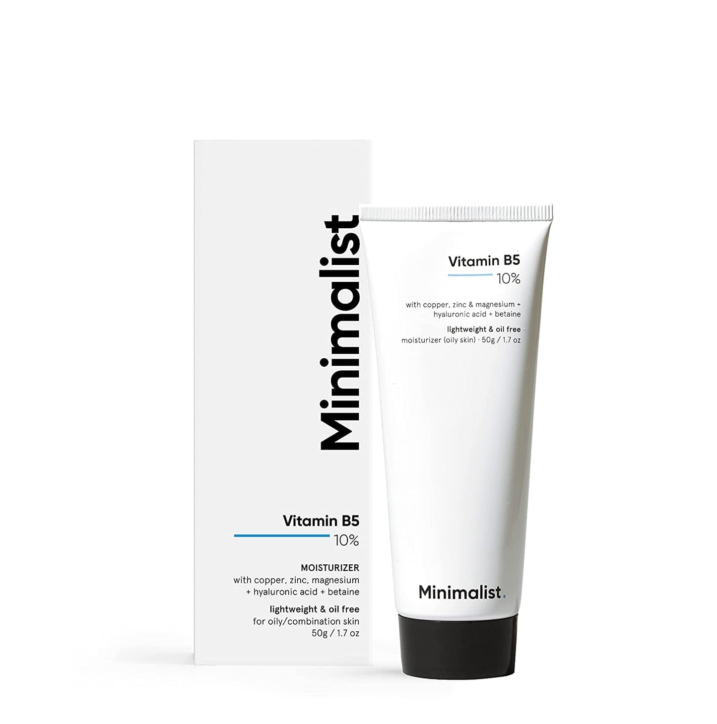 Minimalist Hidratante facial 10% de vitamina B5 para piel grasa y propensa al acné | Gel ligero de rápida absorción sin aceite | Para mujeres y hombres | 1.7 oz / 50 g