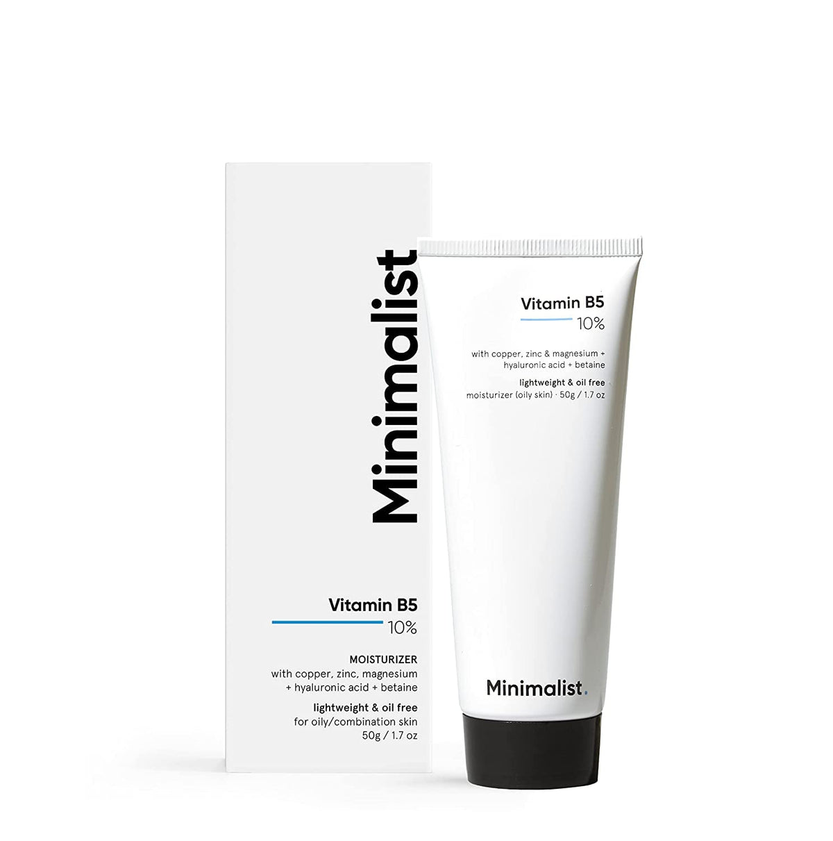 Minimalist Hidratante facial 10% de vitamina B5 para piel grasa y propensa al acné | Gel ligero de rápida absorción sin aceite | Para mujeres y hombres | 1.7 oz / 50 g