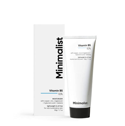 Minimalist Hidratante facial 10% de vitamina B5 para piel grasa y propensa al acné | Gel ligero de rápida absorción sin aceite | Para mujeres y hombres | 1.7 oz / 50 g