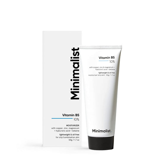 Minimalist Hidratante facial 10% de vitamina B5 para piel grasa y propensa al acné | Gel ligero de rápida absorción sin aceite | Para mujeres y hombres | 1.7 oz / 50 g
