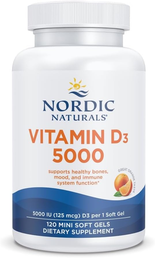 Nordic Naturals Vitamina D3 5000, Naranja - 120 mini geles blandos...