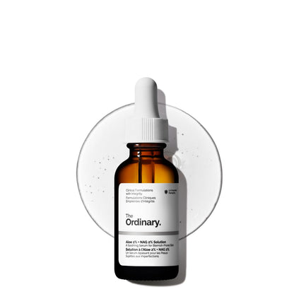 The Ordinary Solución de aloe 2% + NAG 2%, alivia la piel y se dirige a las marcas posteriores al acné, 1 onza líquida
