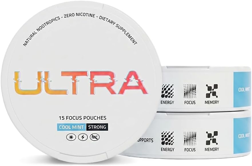 Bolsas Ultra Focus (Cool Mint 3 latas) sin nicotina y cafeína | Noo...