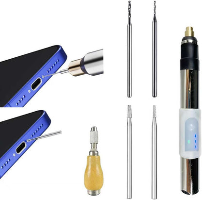 Eliminación de tornillos dañados para teléfono celular, recargable, extractor de tornillos rotos para iPhone, 4 brocas de acero de tungsteno (0.098 pulgadas) para quitar tornillos pelados, kit de