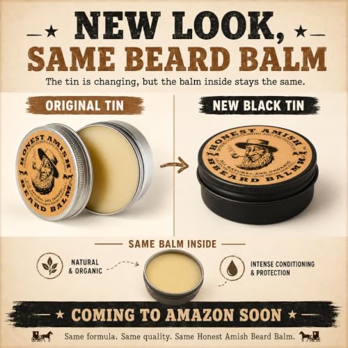 Honest Amish, Bálsamo para barba, nueva lata grande con tapa a rosc...
