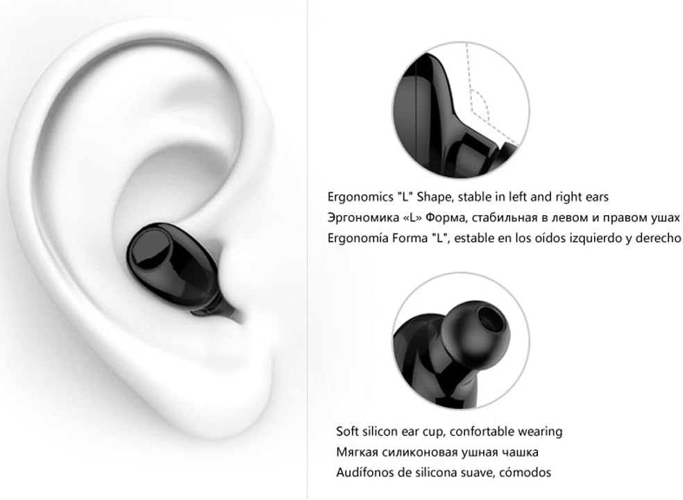 Auricular Bluetooth de 10 horas de reproducción, auricular inalámbrico único, mini micrófono manos libres, auriculares para conductores de camiones, auricular Bluetooth para teléfonos inteligentes iOS, Android, PC, TV, audiolibro