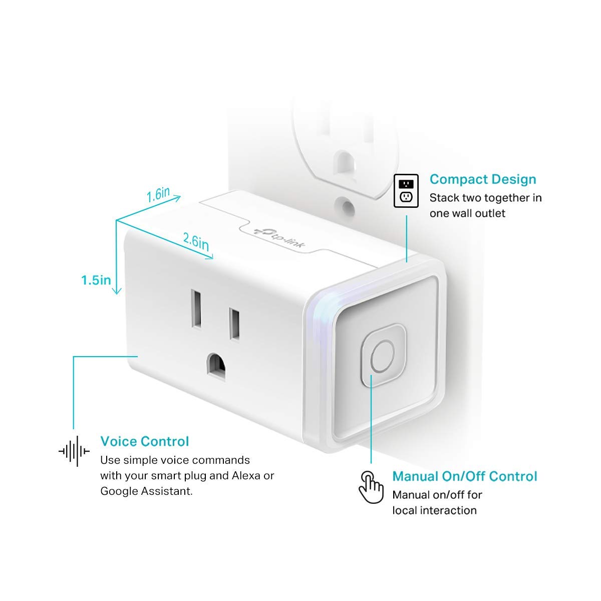 Kasa Smart Plug HS103P2 - Enchufe inteligente wifi para casa inteli...