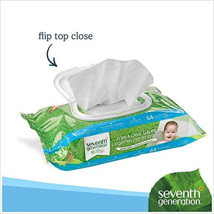Seventh Generation, toallitas húmedas para bebés gruesas y resistentes Free and Clear con dispensador con tapita, 768 unidades