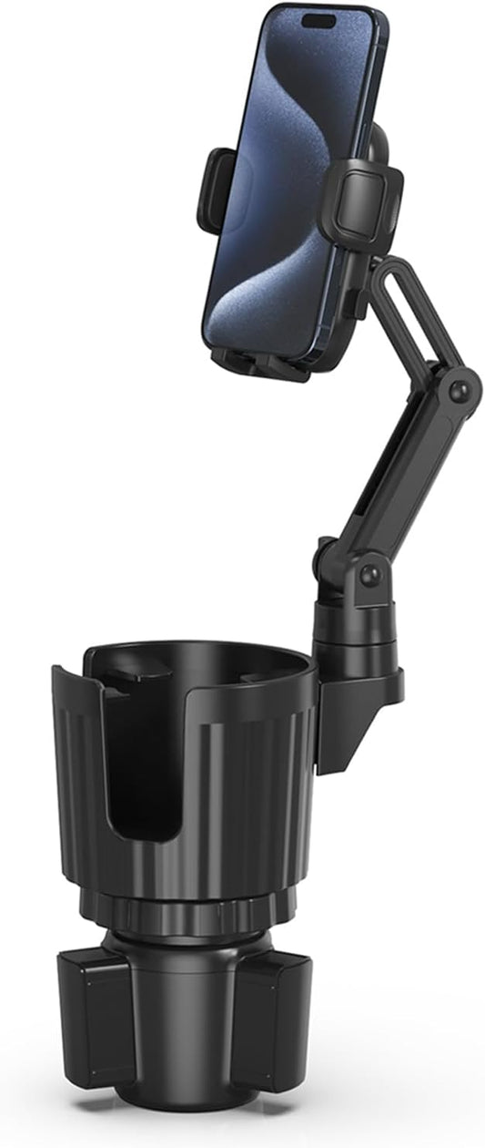 Soportes de teléfono para tu coche, expansor de portavasos universal 2 en 1 con base ajustable y soporte para teléfono, brazo largo con soporte de taza de rotación de 360° para teléfonos compatible