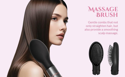 Juego de cepillo secador de pelo con iones negativos 5 en 1, cepillo secador de pelo con aire caliente con múltiples longitudes adecuado para diversas necesidades para rizar el cabello, 3