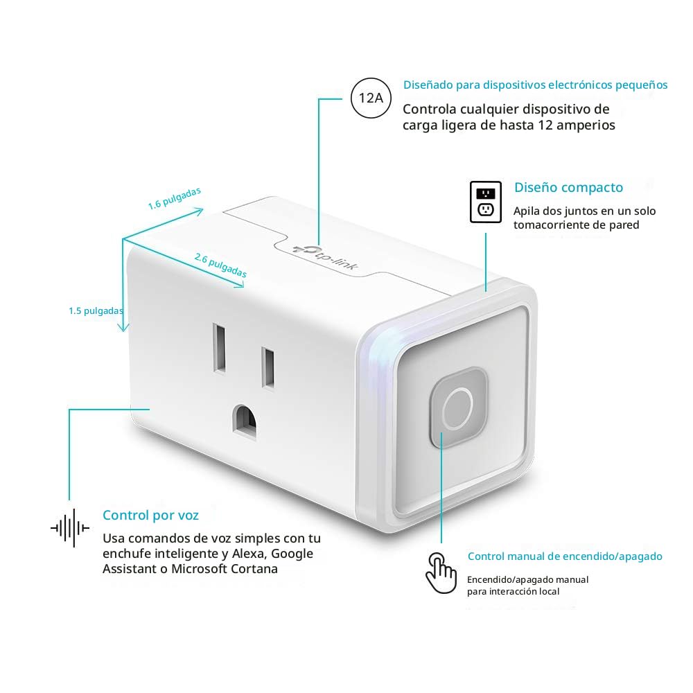 Kasa Smart Enchufe HS103P4, toma Wi-Fi para el hogar inteligente fu...