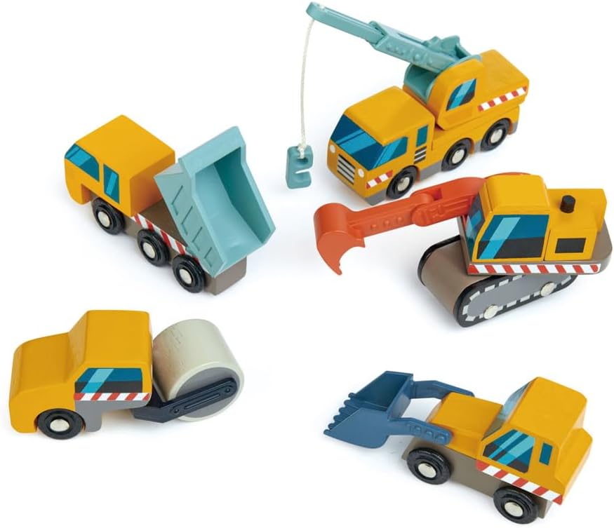 Tender Leaf Toys - Sitio de construcción - Cuatro vehículos pesados...