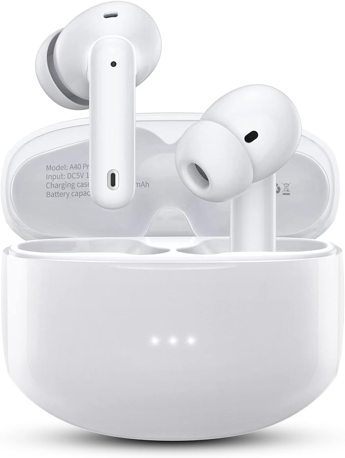 Auriculares inalámbricos A40 Pro, auriculares Bluetooth de 50 horas de reproducción, micrófono integrado con cancelación de ruido con funda de carga, auriculares Bluetooth con sonido estéreo