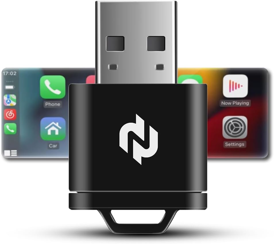 Adaptador CarPlay inalámbrico N para autos CarPlay con cable de fábrica. Convierte Apple CarPlay con cable a inalámbrico, conexión rápida y estable de 5 GHz, dongle USB Plug & Play, reconexión