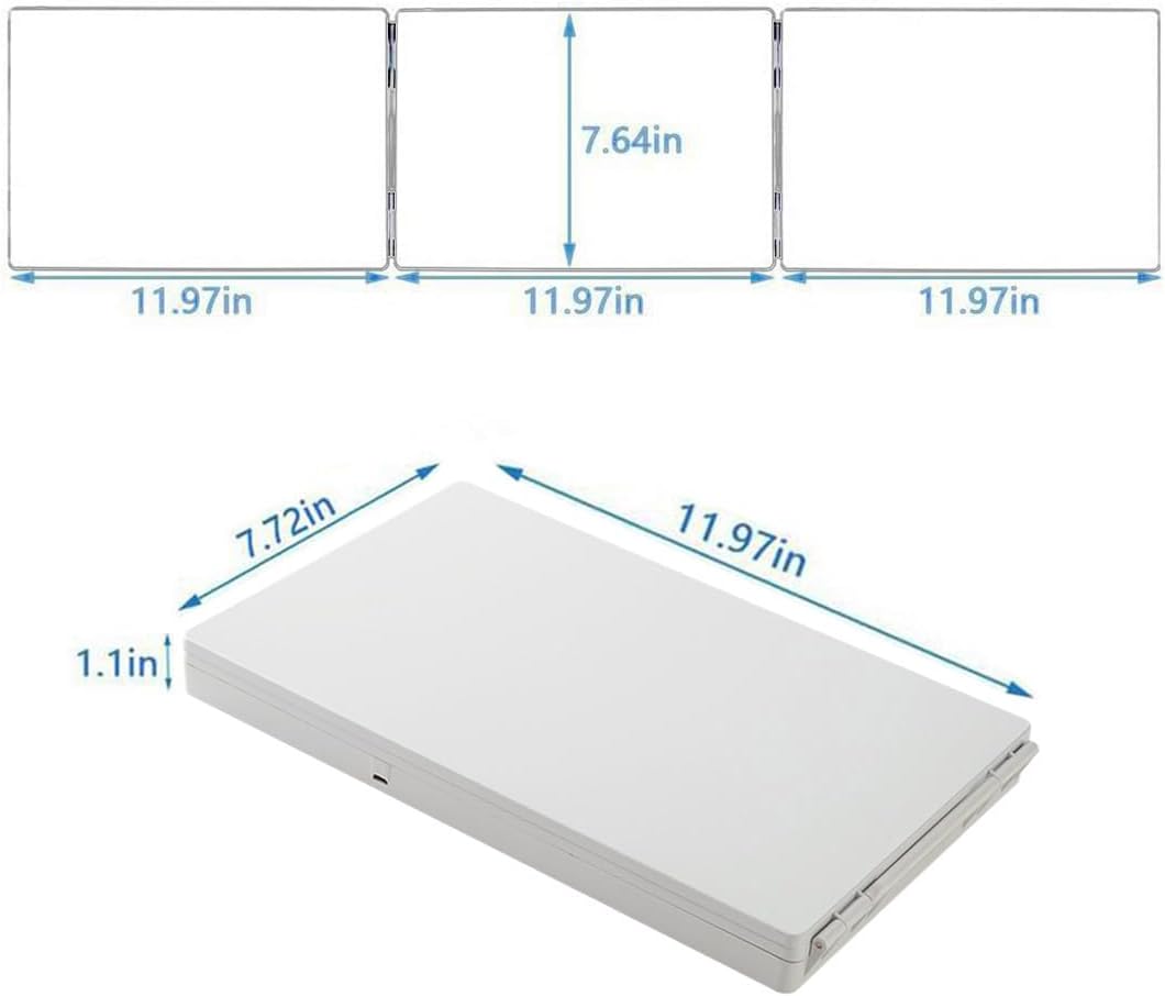 HIEEY Espejo triple 360 de 3 vías con LED, ganchos telescópicos aju...