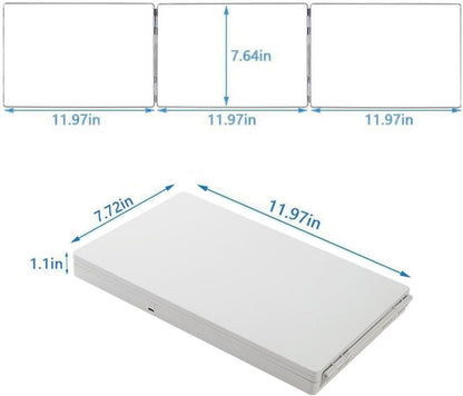 HIEEY Espejo triple 360 de 3 vías con LED, ganchos telescópicos aju...
