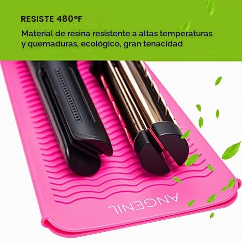 ANGENIL Bolsa de silicona resistente para alisador de cabello, riza...