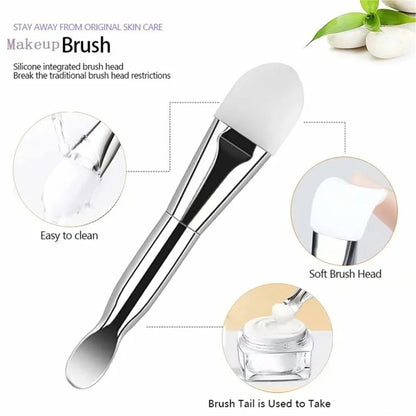 Dual-Use Silicone Facial Mask Brush with Soft Head And Digging Spoo...