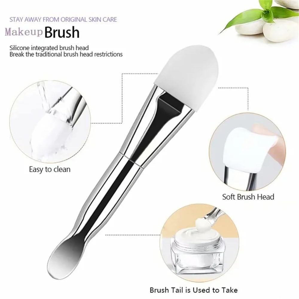 Dual-Use Silicone Facial Mask Brush with Soft Head And Digging Spoo...