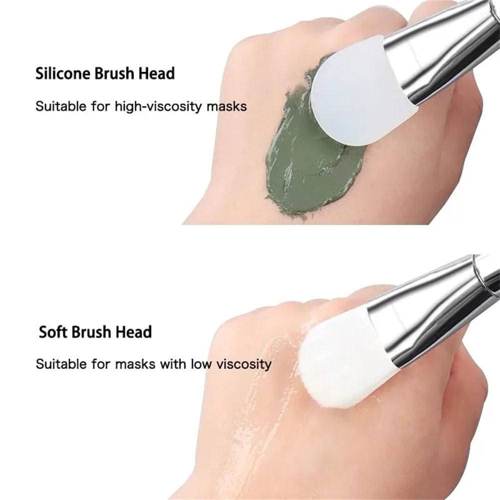 Dual-Use Silicone Facial Mask Brush with Soft Head And Digging Spoo...