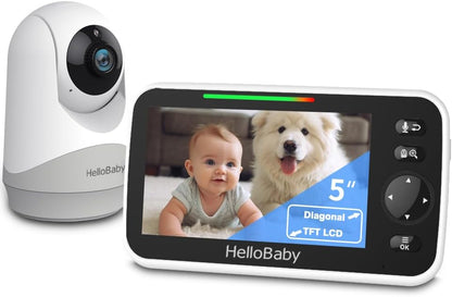HelloBaby Monitor con cámara y audio, pantalla de 5'' con t...