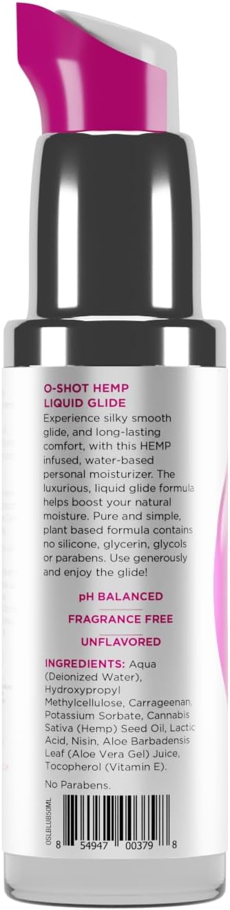 O-Shot Hemp Liquid Glide, paquete de 2 | A base de agua, sin aloe,...