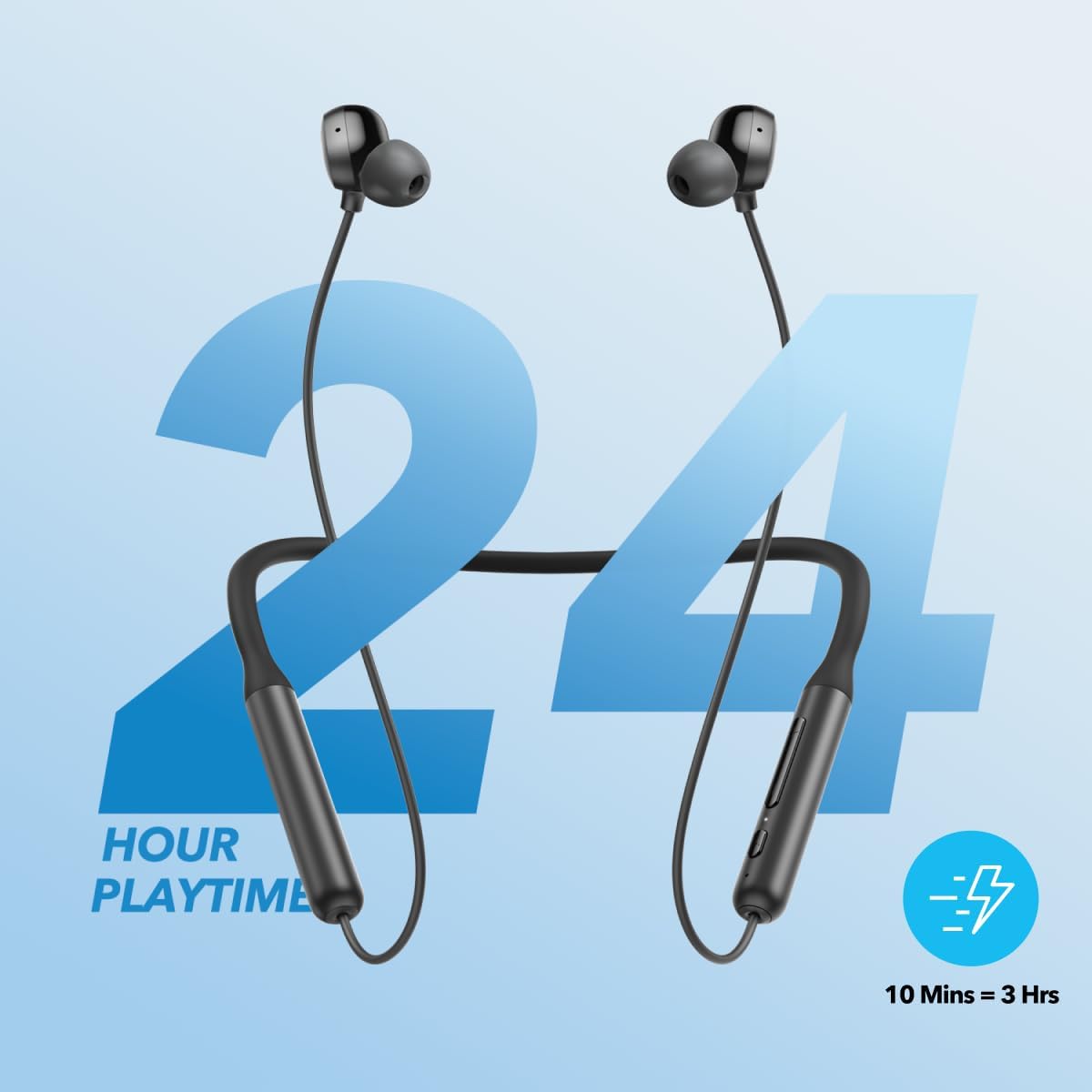 Auriculares inalámbricos Soundcore de Anker Life U2i con banda para el cuello, controladores de 10 mm con tecnología BassUp, 24 horas de reproducción, llamadas mejoradas por IA, plegables y ligeros