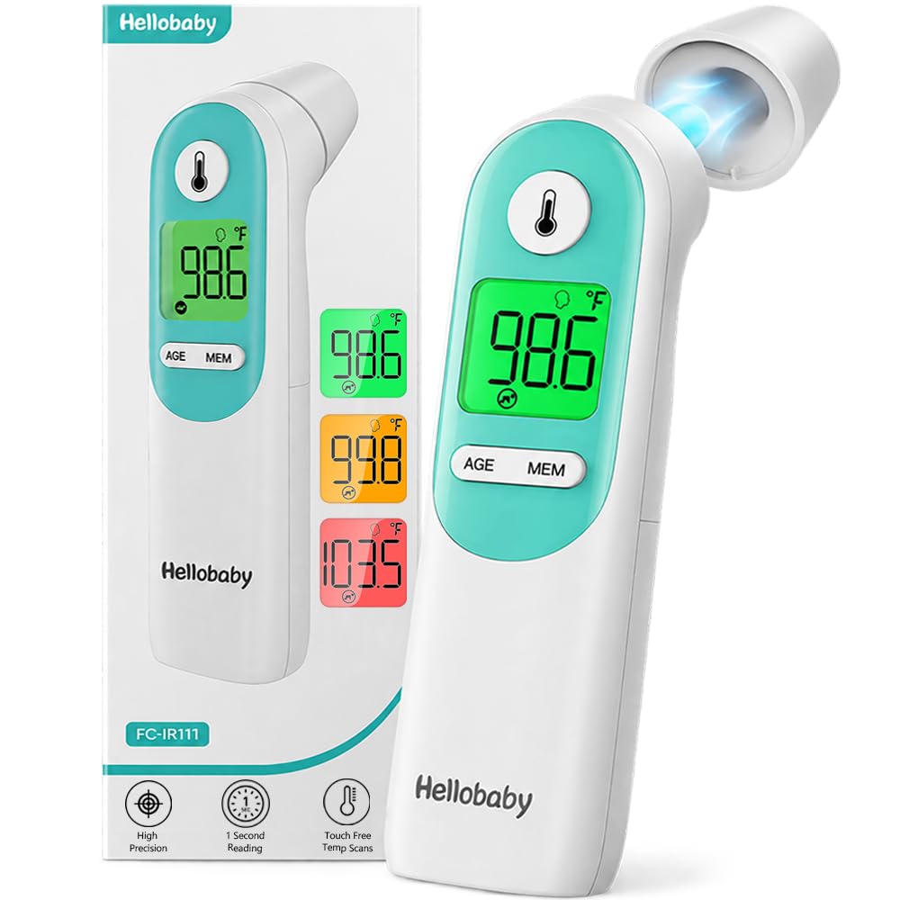 Hellobaby Termómetro para bebé 3 en 1, oreja y frente con alerta aj...