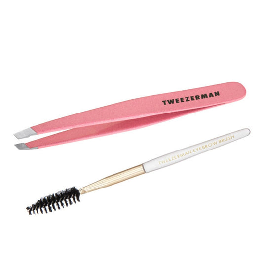 Tweezerman - Pinza inclinada completa de Tea Rose exclusiva y cepillo