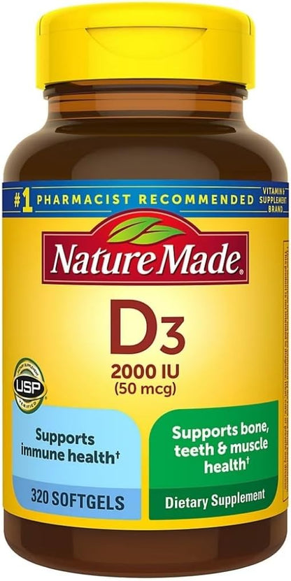 Nature Made Vitamina D3 2000iu 320 Ct. Geles blandos (el embalaje p...