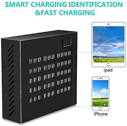 Estación de carga USB, 100 puertos, estación de energía USB, multipuerto, cargador de pared, adaptador de teléfono, multipuerto, multipuerto, cargador rápido USB para hotel, escuela, centros
