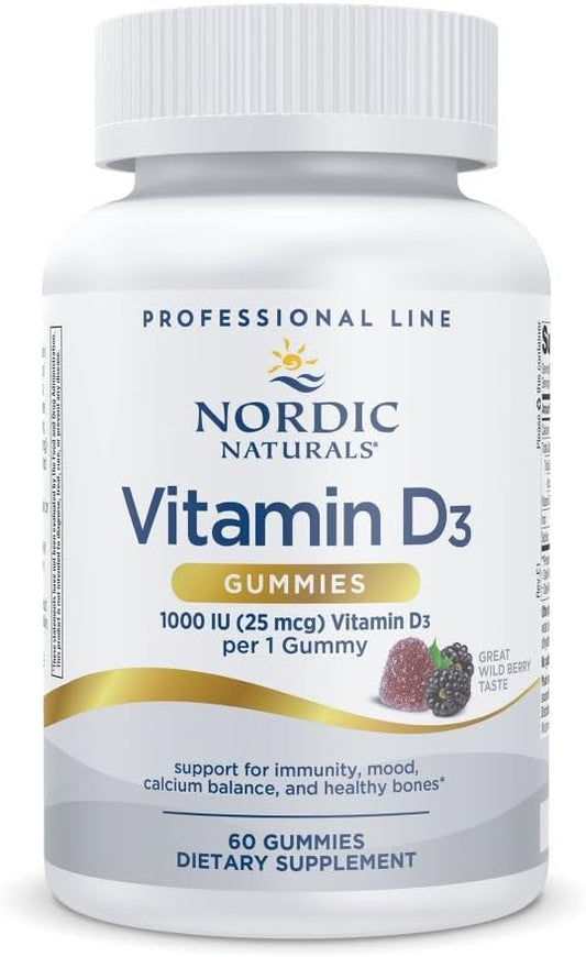 Nordic Naturals Gomitas Pro Vitamina D3, bayas silvestres, 60 gomit...