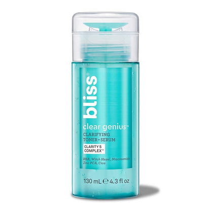Bliss Clear Genius Tónico + Suero Clarificante - 127 ml - Purifica los poros, tonifica, calma y aclara la piel - Ácido salicílico, Niacinamida y Hamamelis - Limpio, libre de parabenos - Vegano y sin