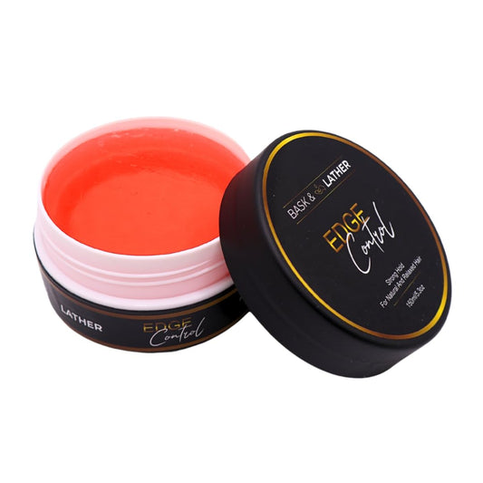 BASK & LATHER Gel de control de bordes Strong Hold con aceite de ricino, no graso, no descamado, sin yeso blanco, de larga duración, apoya el crecimiento del cabello, fórmula natural, para todo tipo