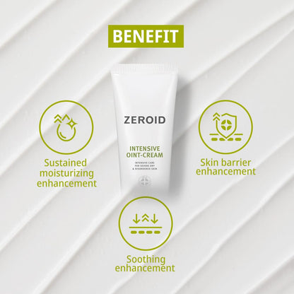 ZEROID | Crema intensiva de ungüento | Hidratante facial para pieles extremadamente secas | Crema facial para pieles sensibles y desordenadas | Cuidado intensivo de la piel | Loción facial para calmar e hidratar | 2.7 fl oz (2.7 fl oz)
